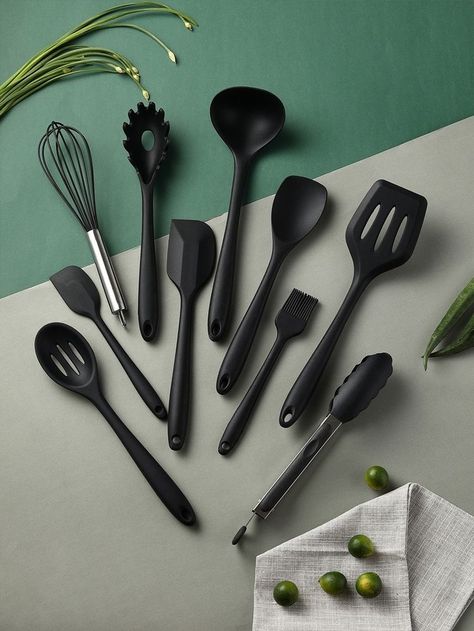 Kitchen utensils set, Amazon must haves, Amazon must have, Amazon kitchen, Amazon kitchen must haves, Amazon kitchen utensils must have, silicone utensil sets, kitchen accessories, kitchen aesthetic, kitchen utensils aesthetic, Amazon home finds, kitchen essentials, kitchen ideas, cooking utensils, Amazon cooking utensils, kitchen organization, cleaning, kitchen cooking utensils, Amazon cooking utensils, food, spatula, top kitchen gadgets,  kitchen utensil holder, cooking aesthetic, kitchen ware Black Cooking Utensils, Cooking Items Kitchen Gadgets, Kitchen Tools Photography, Utensils Photography, Black Kitchen Utensils, Cooking Aesthetics, Black Utensils, Black Tableware, Kitchen Decor Collections