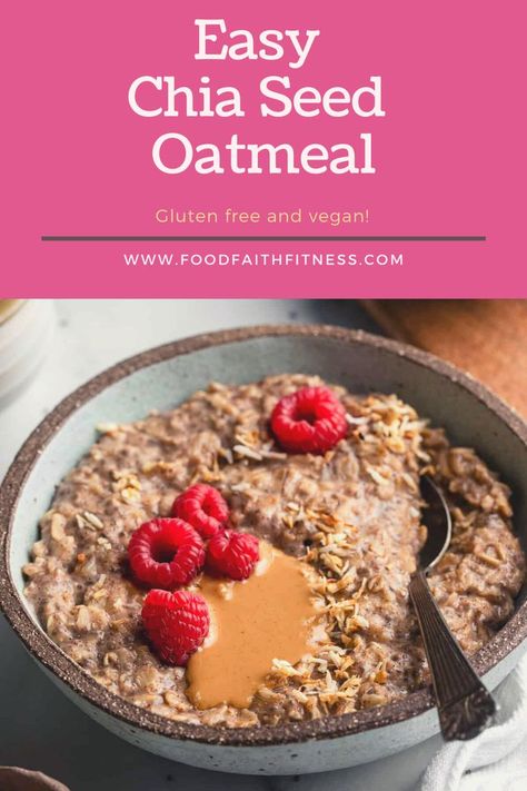 These chia seed oats are a perfect way to add more nutrients to your breakfast! Simple, healthy, delicious, and so easy to make! This vegan oatmeal will be your new favorite breakfast! Chai Seeds For Breakfast, Oatmeal With Chia Seeds, Chia Seed Oatmeal, Chia Seed Breakfast, Breakfast Simple, Soak Chia Seeds, Keto Oatmeal, Healthy Cinnamon Rolls, Brown Sugar Oatmeal