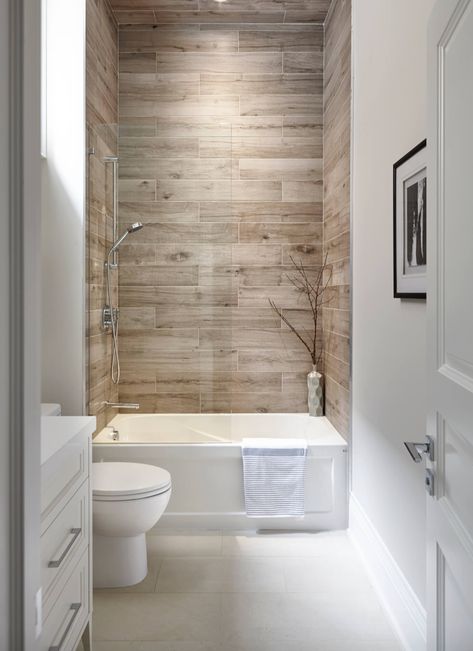 Spa Wood Wall, Lodge Spa Bathroom, Wood Tile Tub Shower Combo, Tiling Around Bathtub Tub Surround, Driftwood Shower Wall, Shower Tile That Looks Like Wood, Wood Tile Around Bathtub, Shower Tile Ideas Wood Look, Wood Tiled Showers