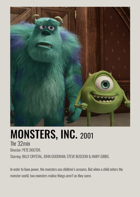 Monsters Inc Movie, Film Polaroid, Disney Movie Posters, Polaroid Posters, Posters Minimalist, Movie Ideas, Movie Wall, Film Vintage, Disney Wallpapers