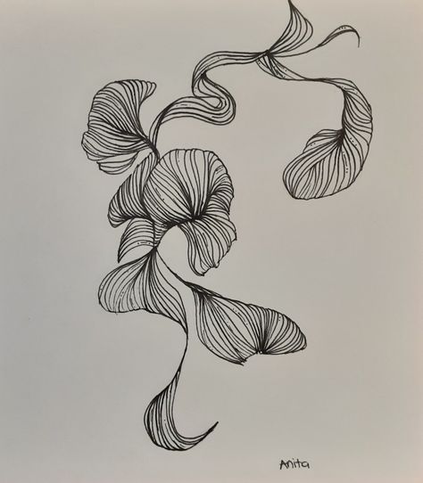 Fineliner Art, Flower Drawing, Art Drawing, Art Ideas, Tattoo Ideas, Sketch, Abstract Artwork, Paintings, Drawings