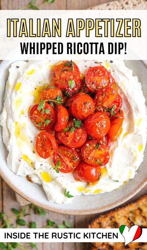 Easy Whipped Feta, Whipped Feta Recipe, Whipped Ricotta Dip, Italian Appetizers Easy, Ricotta Dip, Italian Recipes Appetizers, Italian Appetizer, Feta Recipe, Whipped Ricotta