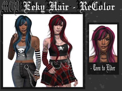 Sims 4 Cc Goth, Los Sims 4 Mods, Sims 4 Tattoos, Emo Scene Hair, Rock Hairstyles, Sims 4 Body Mods, Free Sims, Scene Outfits, Sims 4 Dresses