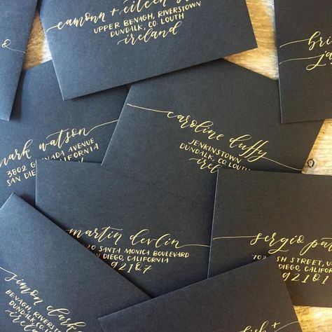 How to Address Wedding Invitations - all questions answered Wedding Invitation Envelopes Address, Address Wedding Invitations, Cricut Wedding Invitations, Addressing Wedding Invitations, Black Envelope, Cricut Wedding, Navy Wedding Invitations, Invitation Calligraphy, Calligraphy Envelope