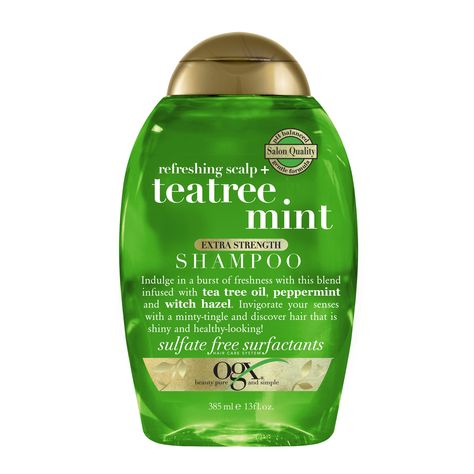 OGX Extra Strength Refreshing Scalp + Teatree Mint Nourishing Daily Shampoo, 13 fl oz - Walmart.com Ogx Tea Tree Mint Shampoo, Volume Hair Shampoo, Ogx Shampoo, Biotin And Collagen Shampoo, Best Clarifying Shampoo, Peppermint Extract, Mint Shampoo, Mens Shampoo, Shampoo For Thinning Hair