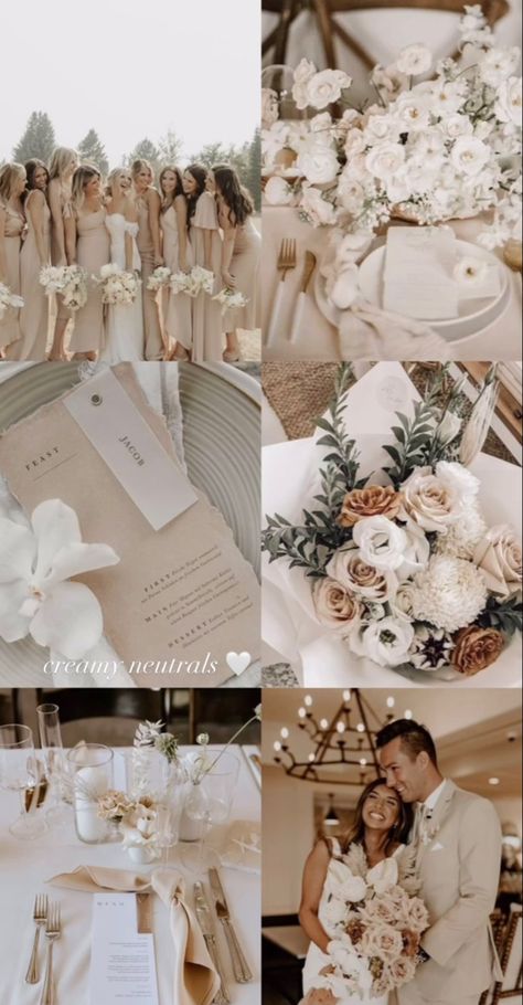 Champagne Wedding Colors Scheme, Neutral Wedding Color Schemes, Taupe Wedding Colors, Beige Wedding Theme, Cream Wedding Theme, Champagne Wedding Themes, Champagne Color Palette, Neutral Wedding Decor, Wedding Color Schemes Summer