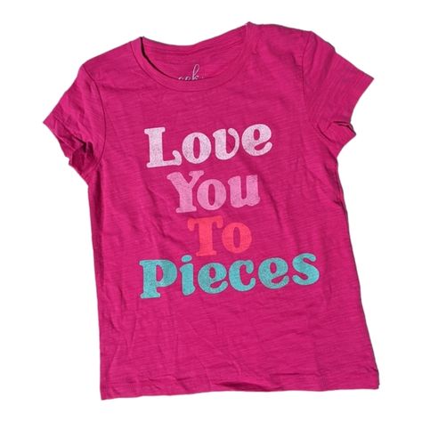 Peek Girls S 6-7 Pink "Love You To Pieces" Graphic Tshirt Pi T Shirt, Baby Tee Shirts, Love You To Pieces, Embroidered Tee, Pink Love, Infant Tees, Girls Tshirts, Tshirt Colors, Kids Shirts