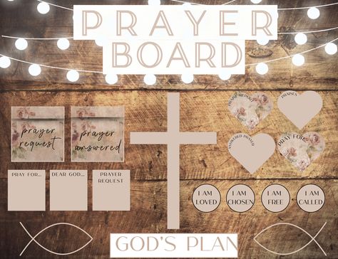 Elevate your prayer life with our Printable Vintage Floral-themed Printable Prayer Board Kit! This tool is crafted to enrich your spiritual journey, helping you remain anchored in faith while navigating life's challenges. Dive deeper into communion with God by organizing your personal prayers and intercessions for others. Don't miss out on this transformative resource; start your prayer journey today! 🙏  Key Features of the Kit  * Prayer Board Words * Cards and Notes * Bible Verses, Affirmation Vision Prayer Board, Prayer Board Ideas Diy Free Printables, Pray Board Ideas, Prayer Board Inspiration, Vision Board Prayer, Christian Wall Collage, Prayer Board Ideas Diy, Diy Prayer Board, Prayer Boards