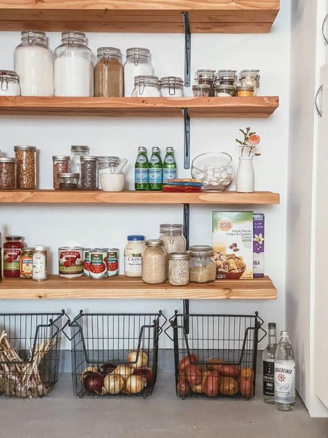 Redo Pantry, Open Shelf Pantry, Open Pantry Shelves, Pantry Redo, Open Pantry, Dream Pantry, Pantry Decor, Organization Pantry, Storage Pantry