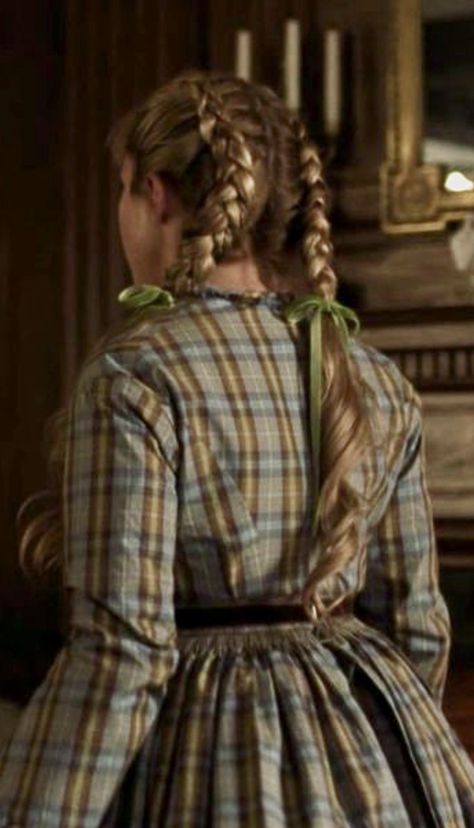 Victorian Girl Hairstyles, 1860s Hairstyles Victorian, Pilgrim Hairstyles, Puritan Hairstyles, Pioneer Women Hairstyles, Amy March Braids, Villager Hairstyles, 1843 Hairstyles, 1890s Hairstyles Women