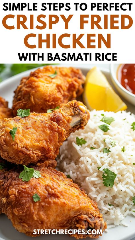 When I whip up my favorite crispy fried chicken recipe, I love pairing it with Basmati rice for the ultimate comfort meal. For a saucy fried chicken, Calrose rice is perfect! Want to learn the best rice for fried chicken? Save this pin and check out my guide and easiest fried chicken recipe! Basmati Rice Recipes Easy, Crispy Fried Chicken Recipe, Calrose Rice, Rice Crispies Recipe, Easy Fried Chicken, Basmati Rice Recipes, Rice And Gravy, The Best Rice, Mexican Rice Easy