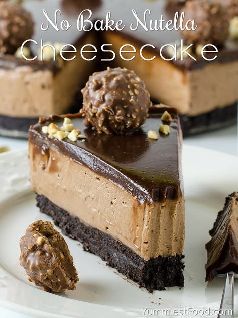 Nutella Cheesecake Recipe, Cake Without Baking, Nutella Cheesecake Recipes, No Bake Nutella Cheesecake, Yummiest Food, Cheesecake Easy, Nutella Desserts, Nutella Cheesecake, Chocolate Cheesecake Recipes