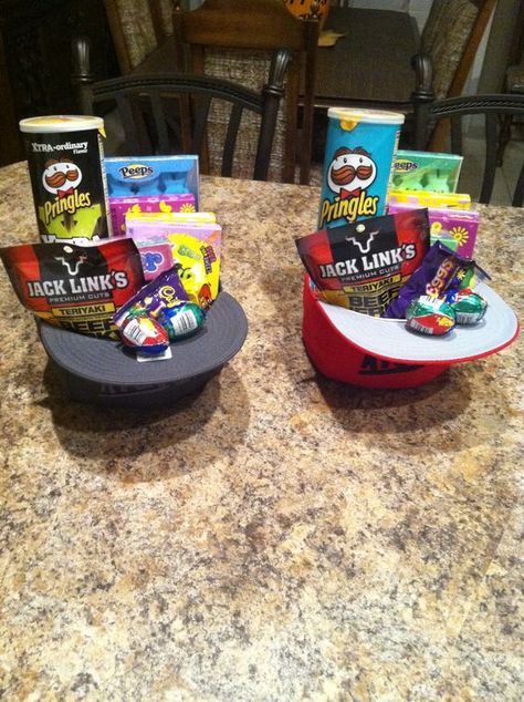 15 of the Most Creative Easter Baskets on the Planet | How Does She Boyfriend Easter Basket, Teenager Easter Basket, Teen Boy Easter Basket, Creative Easter Baskets, Teen Boyfriend, Boys Easter Basket, Easter Hat, Traditional Easter