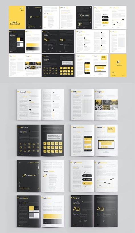 Brand Manual Brochure Design Template InDesign. 20 Pages. A4 and US Letter Size. Employee Handbook Design, Instruction Manual Design, Booklet Design Layout, Manual Template, Booklet Printing, Booklet Template, Manual Design, Brand Manual, Employee Handbook