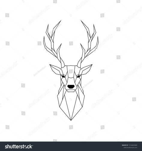 Vector. Abstract polygonal the head of a deer. Geometric linear animal #Ad , #AD, #polygonal#head#Vector#Abstract Geometric Animal Head, Deer Geometric, Geometric Deer Head, Pine Tattoo, Geometric Art Animal, Tatuagem Masculina Pequena, Deer Drawing, Deer Tattoo, Quilt Square Patterns