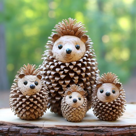 Pine Cone Hedgehog, Pinecone Crafts Christmas, Hedgehog Craft, Pine Cone Art, Acorn Crafts, Pine Cone Decorations, Fairy Crafts, Cones Crafts, Pine Cone Crafts