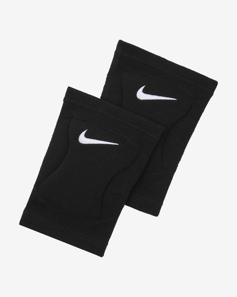 The Nike Streak Knee Pads have foam padding to cushion your knees when you're giving your all on the hardwood. The contoured design feels extra soft on the inside and features Dri-FIT technology for sweat-wicking power in the heat of the game. Shown: Black Style: NVP05-001 Black Nike Knee Pads, Volleyball Knee Pads Aesthetic, Elbow Pads Volleyball, Nike Knee Pads, Volleyball Items, White Nike Sweatpants, Volleyball Hoodies, Volleyball Spandex Shorts, Soccer Things