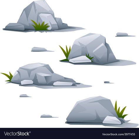 Set of Stones Royalty Free Vector Image - VectorStock Stone Drawing Rocks, Grass Landscape Design, Stones Illustration, Stone Illustration, Rock Illustration, Rock Drawing, Landscape Drawing Tutorial, Stone Landscape, Drawing Rocks