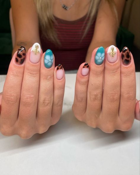 Beginning Of School Nails, Childish Gambino Inspired Nails, First Day Nails, Senior Pictures Nails, Different Nail Designs On Each Nail, Zach Bryan Nails, Multi Design Nails, Cute Nails For Back To School, Complex Nail Designs