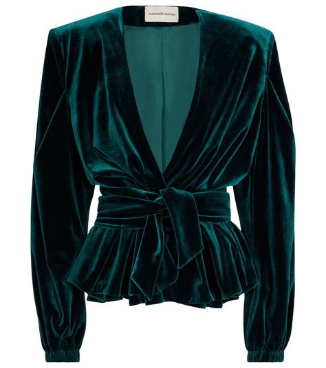 Emerald Green Clothes, The Round Up, Green Clothes, Velvet Top Long Sleeve, Velvet Blouse, Dress Jumpsuit, Style Lookbook, Velvet Clothes, Alexandre Vauthier