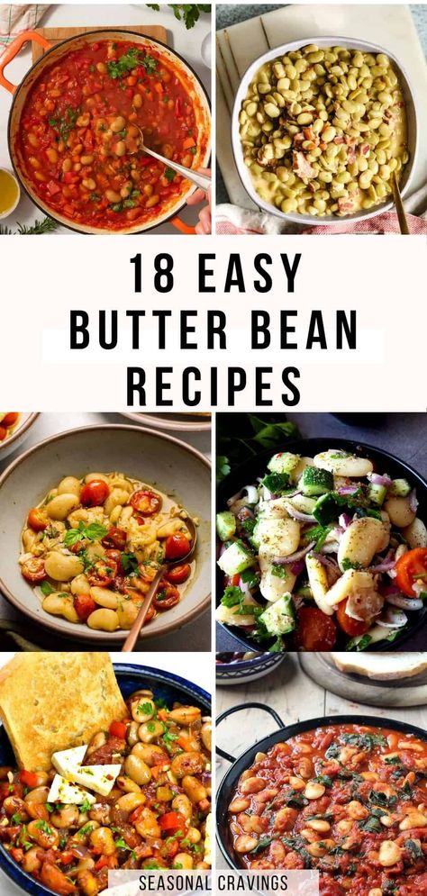 Looking for the best butter bean recipes? You'll want to try all these delicious 18 butter bean dishes that not only taste good but are easy to make too! Homestyle Butterbeans Southern Living, Butter Beans Recipes, Vegan Butter Beans, Butterbean's Recipes, Bean Dishes Dinners, Broad Bean Recipe, Recipes With Butter Beans, Butter Beans Recipe Vegan, Canned Butter Beans Recipe