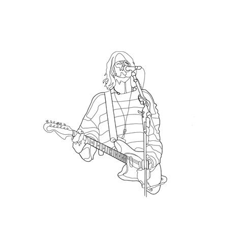 Nirvana tattoo, Kurt Cobain tattoo idea, Grunge, Black and White tattoo, line drawing tattoo, line art Nirvana Flash Tattoo, Curt Cobain Tattoo Ideas, Nirvana Coloring Pages, Tattoo Ideas Nirvana, Kurt Cobain Drawing Easy, Kurt Cobain Art Drawing, Nirvana Drawing Easy, Kurt Cobain Drawing Sketch, Nirvana Tattoo Kurt Cobain