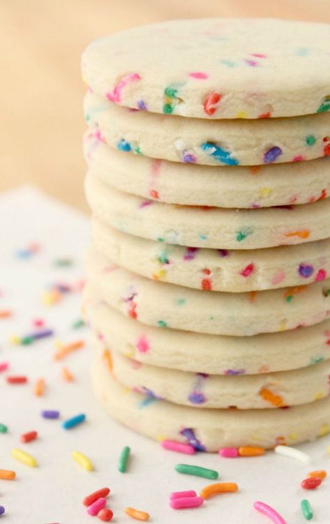 Cutout Cookie Recipe, Basic Sugar Cookie Recipe, Cutout Cookie, Confetti Cookies, Funfetti Cookies, Cut Out Cookie Recipe, Roll Cookies, Sprinkle Cookies, Cookie Flavors