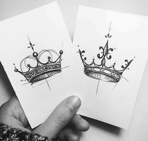 Partner Tattoo, King Crown Tattoo, King Queen Tattoo, Crown Tattoos For Women, Lower Belly Tattoos, Pinterest Tattoo Ideas, Partner Tattoos, Tattoo Diy, Crown Drawing