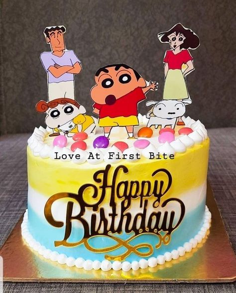 Shinchan Theme Birthday Party Decoration, Shin Chan Cake Design, Shinchan Theme Cake, Shinchan Cake Birthday, Shin Chan Cake, Shinchan Cake, Doraemon Cake, Cake Sizes And Servings, Bd Cake