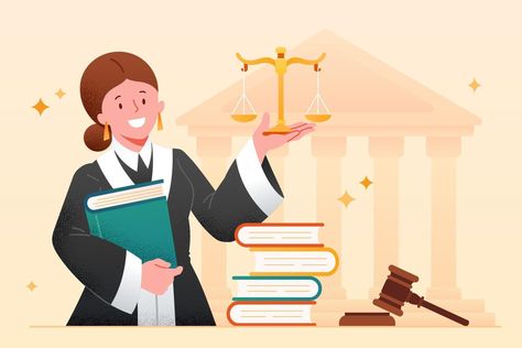 Female Lawyer, Illustration Woman, Education Poster Design, Scales Of Justice, Flat Vector Illustration, Woman Illustration, Flat Vector, Education Poster, Graphic Design Poster