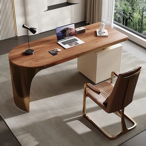 AABB773760250642FAT&Size Solid Wood Top Metal Base Executive Desk Office Interior Design Workspaces, Office Table Design Modern, Wood Desk Design, Modern Office Table, Executive Office Design, Desk Modern Design, Business Office Design, Wood Office Desk, Office Table Desk