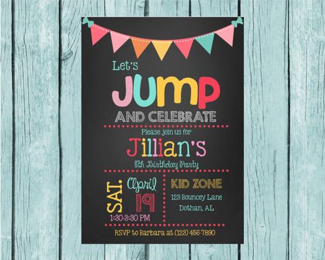 Jump Party Bounce House Party Bounce Party by NeedmoreDesigns Party Bounce House, Trampoline Party, Jump Party, Birthday Party Invite, Lego Birthday, Kids Zone, Bounce House, Invitation Printable, Party Invite