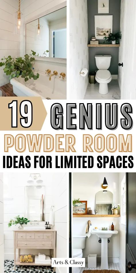 Explore creative ways to transform your powder room bathroom into a functional oasis. Discover ideas to make the most of your limited space. Small Rest Room Ideas, Small Two Piece Bathroom Ideas, Tiny Powder Room Ideas Farmhouse, Small Powder Room Ideas On A Budget, Small Bathroom High Ceiling, Small Bath Ideas Bathroom, Toilet Only Bathroom Ideas, Toilet Across From Sink Bathroom Layout, Decorating Powder Rooms