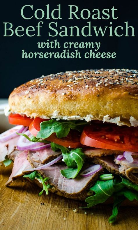 The best roast beef sandwich recipe is right here. With recommendations for the best bread, a simple creamy horseradish cheese spread. It's the best sandwich for a tailgate, picnic or lunchbox. #roastbeefsandwich #tailgatefoodmakeahead Roast Beef Sandwich With Horseradish, Best Roast Beef Sandwich, Horseradish Cheese, The Best Roast Beef, Roast Beef Sandwich Recipes, Box Sandwich, Cold Sandwich Recipes, Creamy Horseradish, The Best Roast