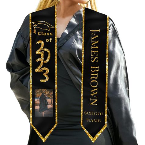 Sash Graduation Ideas, Graduation Scarf Ideas, Graduation Sash Ideas College, Graduation Stole Ideas High Schools, Customized Sash, Senior Sash, Graduation Party Desserts, Gown Accessories, Diy Graduation Gifts