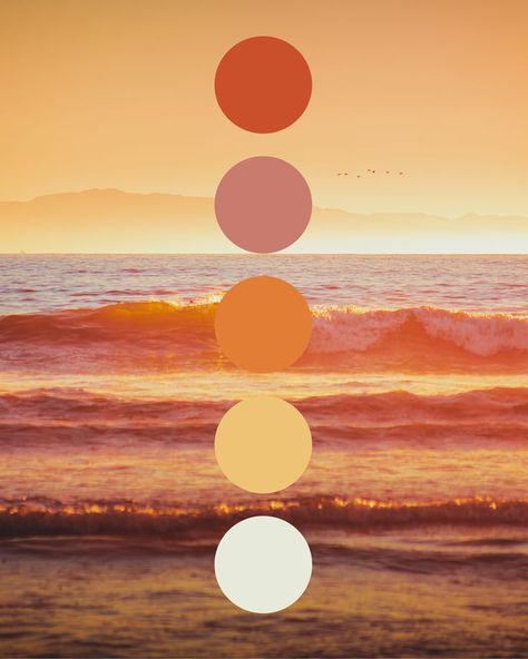 Sunset Color Palette Outfit, Pleasing Color Palettes, Sunset Aesthetic Color Pallete, Sunburst Color Palette, Sun Set Wedding, Sunset Paint Colors Colour Palettes, Golden Hour Color Palette Wedding, Boho Sun Color Palette, Sunset Colours Palette