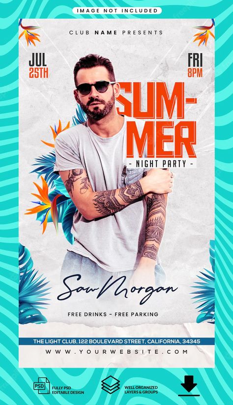 Free Party Flyer Psd, Freepik Vector Free, Party Event Poster, Social Advertising Design, Giveaway Design, New Year's Eve Flyer, Party Poster Design, Summer Promo, Party Design Poster