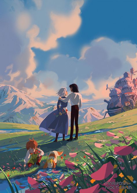 قلعة هاول المتحركة, Howls Moving Castle Art, 하울의 움직이는 성, Studio Ghibli Fanart, Personajes Studio Ghibli, Studio Ghibli Background, Howl And Sophie, Hello People, Ghibli Artwork