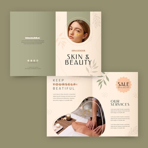 Spa Brochure Design Inspiration, Brochures Design Creative, Beauty Leaflet, One Page Brochure, Beauty Salon Banner, Services Poster, Beauty Brochures, Spa Poster, Spa Brochure