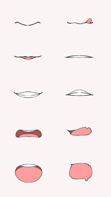 Lips Draw, Anime Mouth Drawing, Anime Mouths, Anime Lips, Drawing Face Expressions, Mouth Drawing, Seni Dan Kraf, Body Base Drawing, Hand Drawing Reference