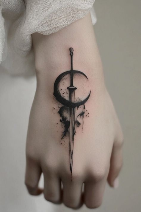 100 Magical Moon Tattoo Ideas for Women to Express Your Inner Goddess – Refined Aesthetique Space Theme Tattoo Ideas, Badass Women Tattoos, Small Gothic Tattoos For Women, Made Of Magic Tattoo, Gothic Moon Tattoo, Witch Tattoos For Women, Tatos Ideas, Magic Tattoo Ideas, Small Gothic Tattoos