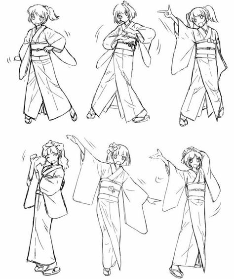 Manga Poses, Anime Kimono, Poses References, Clip Studio Paint, Anime Drawings Tutorials, Japanese Outfits, 영감을 주는 캐릭터, Art Poses, Art Tutorials Drawing