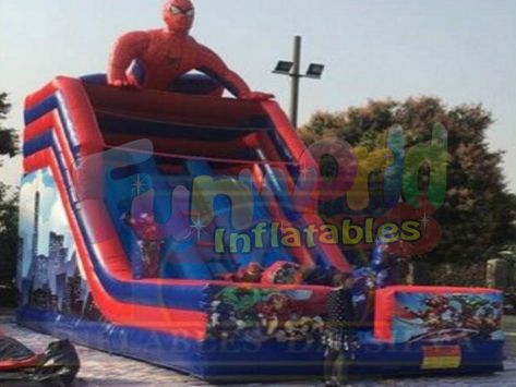 Kids Bouncy Castle, Spiderman Classic, Batman Bedroom, Peach Costume, Inflatable Water Slides, Jumping Castle, Loft Style Bedroom, Playground Slide, Inflatable Water Park