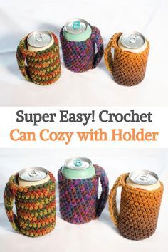 Learn how to make your own crochet cozy can with this easy-to-follow tutorial. All skill levels are welcome, no matter if you are a beginner or an advanced crocheter.It is very easy and it also has a handle to keep your cans cold and also take them wherever you want.For this project you will need to know some basic stitches, you will start at the bottom with a slip knot working on some chain stitches, then a slip stitch, so with that you will see that completing the entire can is easy peasy! Crochet Cozy With Handle, Crochet White Claw Koozie, Crochet Cup Cozy Hand Warmer, Coffee Mug Koozie Crochet, Crochet Coozie Coffee, Crochet Can Cozy With Handle, Beer Can Cozy Crochet Free Pattern, Can Coozie Crochet Free Pattern, Cup Koozies Crochet