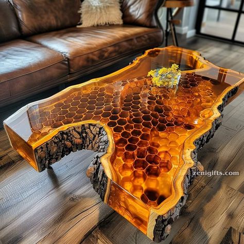 Seni Resin, Epoxy Countertops, Casa Hobbit, Resin And Wood Diy, Beekeeping For Beginners, Wood Table Design, I Love Bees, Creative Furniture, Woodworking Furniture