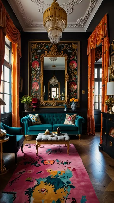 10 Eclectic Apartment Decor Ideas That Will Transform Your Space Into a Masterpiece 🏡✨ | by PrimePicks | Medium Funky Home Decor Ideas Fun, Eclectic Living Room Wall Decor, Colorful Craftsman Interiors, Eclectic Luxury Decor, Eclectic Botanical Decor, Gallery Wall On Black Wall, Eclectic Dark Academia, Bohemian Luxe Interior, Feminine Eclectic Botanical