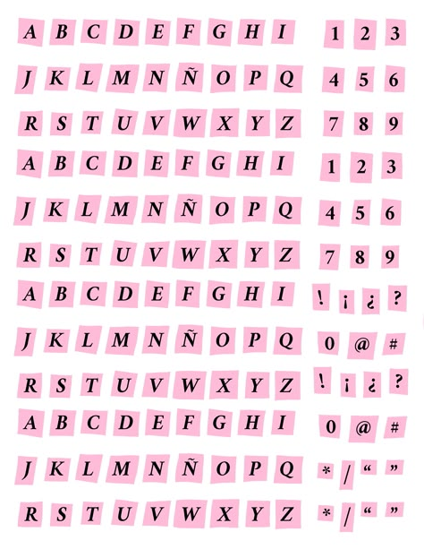 Pink letters collage for imprint / Letras rosas para imprimir Preppy Alphabet Letters, Number Scrapbook Stickers, Pretty Number Fonts, Lettering For Journal, Letters Journal Stickers, Scrapbook Printing Pink, Scrapbooking Letters Alphabet, Pink Journal Printable, Pink Magazine Letters