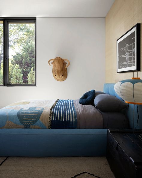 Neal Beckstedt, Hamptons Architecture, Teenage Boy Room, Blue Bed, Traditional Bedroom, Custom Sofa, East Hampton, Upholstered Ottoman, Step Inside