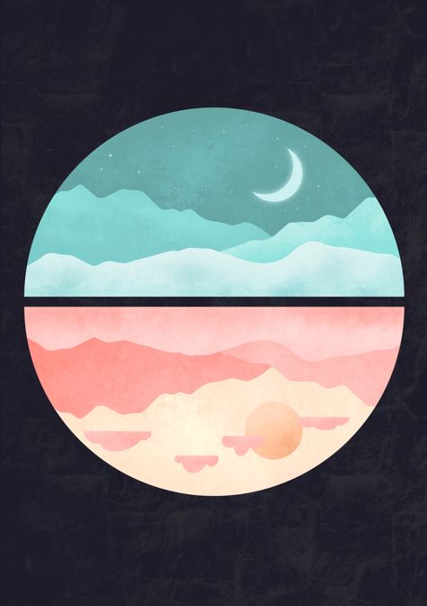 Night And Day Illustration, Day And Night Graphic Design, Day To Night Painting, Day Night Illustration, Day And Night Aesthetic, Night And Day Painting, Day And Night Drawing, Day And Night Illustration, Night And Day Art