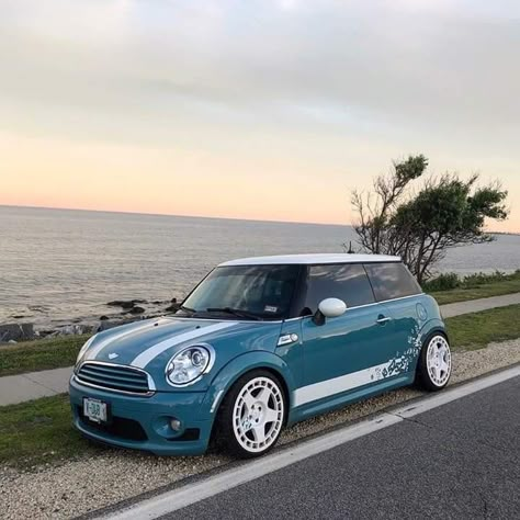 Mini Cooper Colors, Blue Cars Aesthetic, Mini Cooper 4 Door, Mini Cooper Aesthetic, Mini Cooper Graphics, Old Mini Cooper, Blue Mini Cooper, Mini Cooper Accessories, Mini Cooper Interior